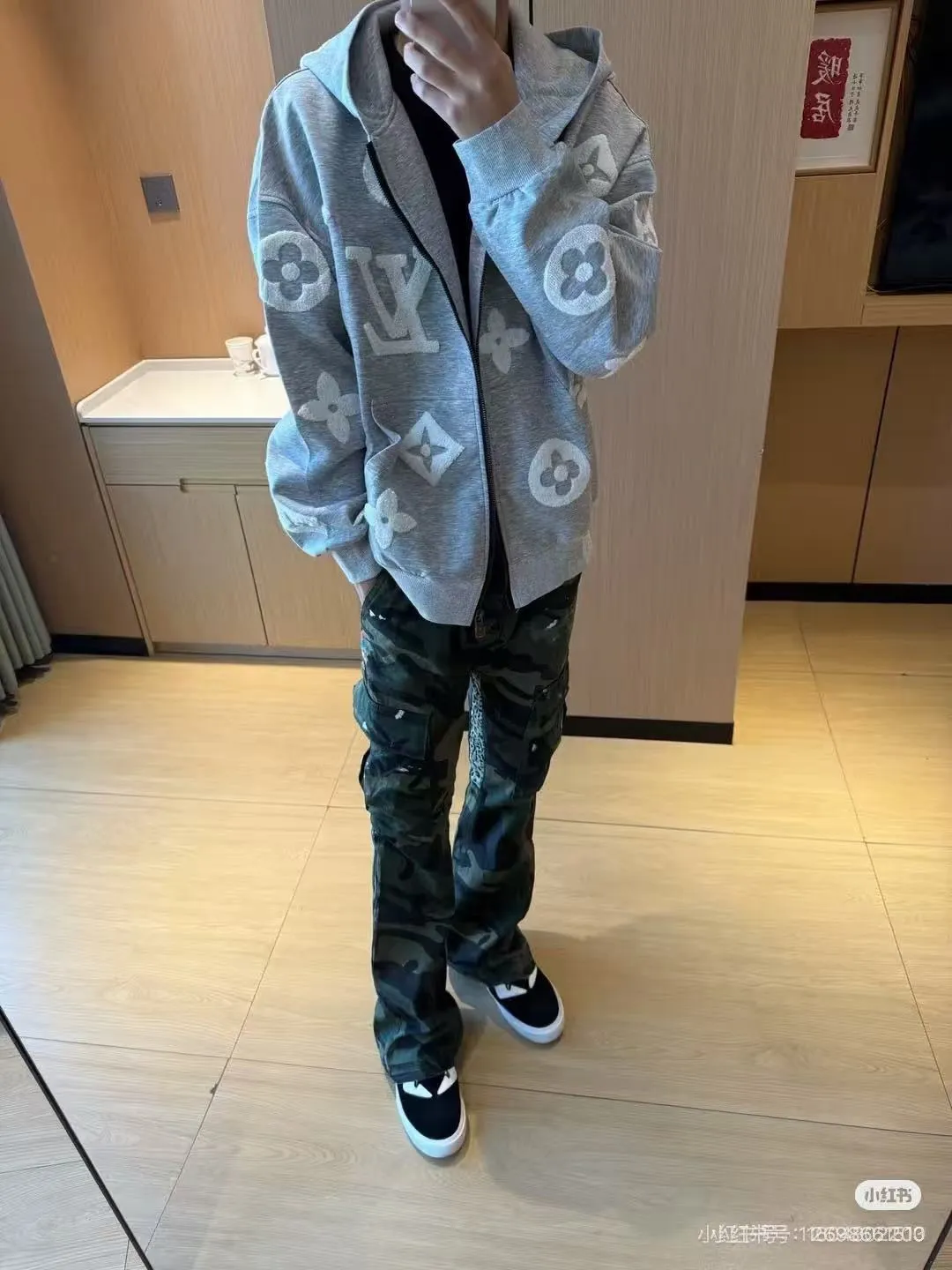 Louis Vuitton/Louis Vuitton towel logo zipper hooded sweatshirt jacket